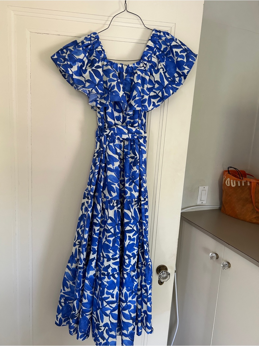 Blue Floral Off-Shoulder Maxi Dress - Picture 2 of 5